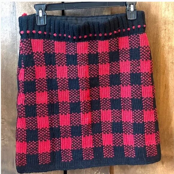 LAUNDROMAT CHECK WOOL MINI SKIRT MEDIUM NWOT - Picture 2 of 6